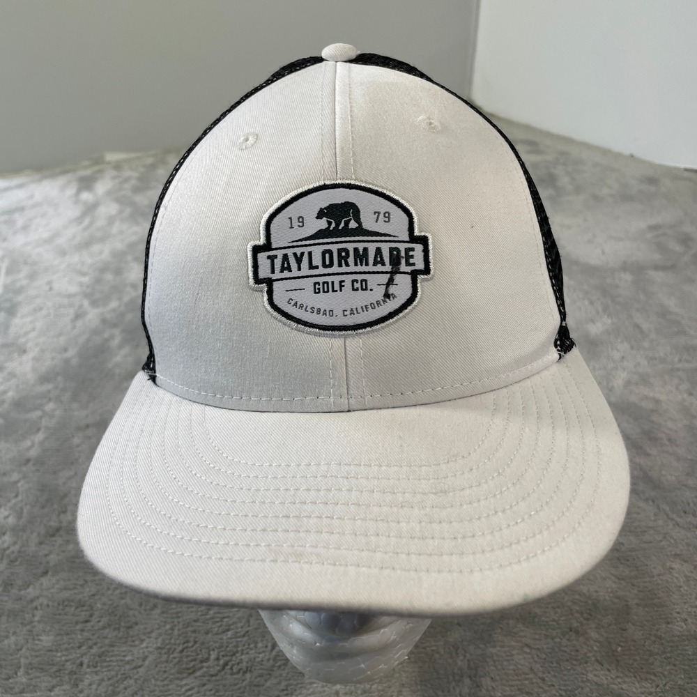TaylorMade Golf Hat Cap White Black Mesh Snapback Trucker Outdoor‎ Vented